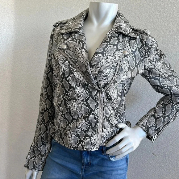 BLANKNYC Snake Print Faux-Leather Moto Jacket - Picture 9 of 10